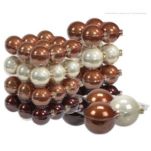 60x stuks glazen kerstballen natuurtinten (opal natural) 6, 8 en 10 cm glans