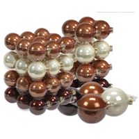 60x stuks glazen kerstballen natuurtinten (opal natural) 6, 8 en 10 cm glans   - - thumbnail