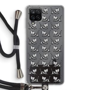 Zwarte poes: Samsung Galaxy A12 Transparant Hoesje met koord