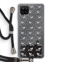 Zwarte poes: Samsung Galaxy A12 Transparant Hoesje met koord Zwarte poes: Samsung Galaxy A12 Transparant Hoesje met koord