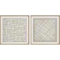 Schilderij Home ESPRIT Wit Beige Abstract Stads 80 x 5 x 80 cm (2 Stuks)