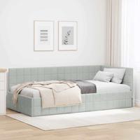 Hoekbedframe met hoofdeinde Lichtgrijs 90 x 190 cm Fluweel