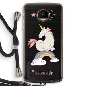 Regenboog eenhoorn: Motorola Moto Z Force Transparant Hoesje met koord