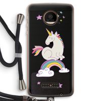 Regenboog eenhoorn: Motorola Moto Z Force Transparant Hoesje met koord