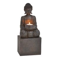 Kaarsenhouder Buddha van poly zwart (B/H/D) 12x30x9cm