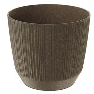 Moderne carf-stripe plantenpot/bloempot kunststof dia 19.5 cm/hoogte 17 cm eco/aarde bruin