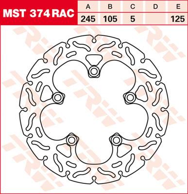 TRW Remschijf, remschijven voor de moto, MST374RAC