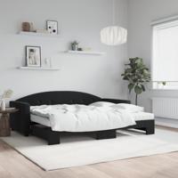Slaapbank onderschuifbed en matrassen 90x200 cm fluweel zwart