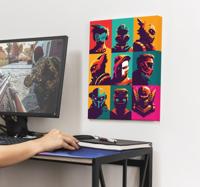 Collage gezicht van videogame karakters canvas