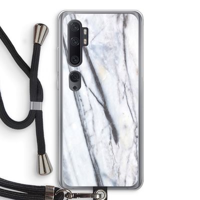 Gestreepte marmer: Xiaomi Mi Note 10 Pro Transparant Hoesje met koord