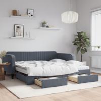 Slaapbank onderschuifbed lades 100x200 cm fluweel donkergrijs