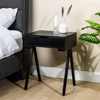 BASE Nachtkastje 'Benny' Met 1 lade, Acaciahout, kleur Zwart BASE Nachtkastje 'Benny' Met 1 lade, Acaciahout, kleur Zwart