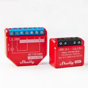 Shelly 1PM Mini Gen3 Slimme schakelaar 1P Rood