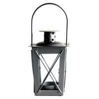 Zilveren tuin lantaarn/windlicht van ijzer 7,5 x 7,5 x 11 cm