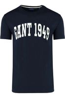 GANT Regular Fit T-Shirt ronde hals blauw, Effen