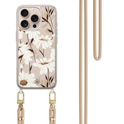 iPhone 16 Pro hoesje met beige koord - In bloom