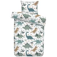 Leen Bakker - Dekbedovertrek Luut - Wit/ - 140x200/220 Cm - Polyester - Groen