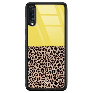 Samsung Galaxy A50 glazen hardcase - Luipaard geel