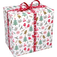 Cadeaupapier | 50cm | 200m | 80gr/m² | Jolly christmas | wit/rood/groen