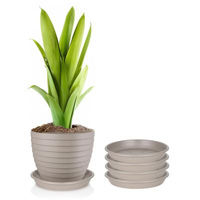 Plantenschotel - 4x - taupe - kunststof - Dia 20 cm - onderschotel/opvangschaal