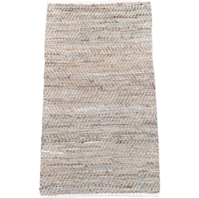 Vloerkleed recycled leer & jute - beige in 3 maten