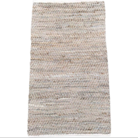 Vloerkleed recycled leer & jute - beige in 3 maten
