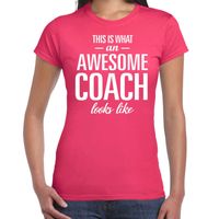 Awesome coach cadeau t-shirt roze dames - thumbnail