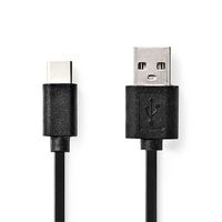 Nedis USB-Kabel | USB 2.0 | USB-A Male | USB-C™ Male | 15 W | 480 Mbps | Vernikkeld | 1.00 m | Rond | PVC | Zwart | Label - CCGL60600BK10