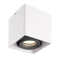 Dimbare LED Opbouwspot plafond Esto - Wit met grijze afdekring - IP20 - kantelbaar - excl. GU10 lichtbron - voor droge ruimtes