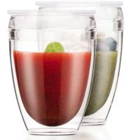 Set 2 tazze BODUM - Pavina To Go - Plastica a doppia parete - Coperchio ermetico - 30 cl - Trasparente