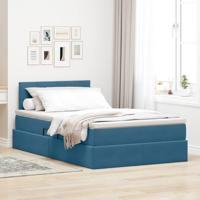 Opslag bed met matras met hoofdeinde Blauw 120 x 190 cm Fluweel