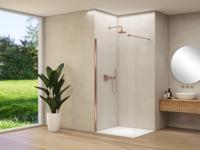 Inloopdouche Van Rijn Products ST01 100x200 cm 8 mm Helder Ribbel Glas Incl. Beslag met Muurprofiel en Stabilisatiestang Geborsteld Koper