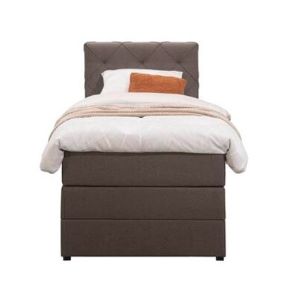 Boxspring met opbergruimte Liv geruit - donkerbruin - 90x200 cm - Leen Bakker