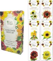 OwnGrown Zonneblomenenzaden set 6 verschillende soorten zonnebloemen Voor binnen, tuin en balkon Eco-vriendelijke verpakking