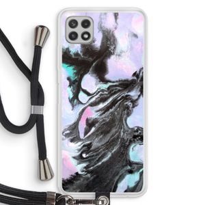 Pastel zwart: Samsung Galaxy A22 4G Transparant Hoesje met koord