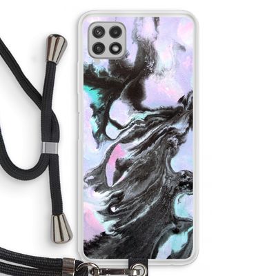 Pastel zwart: Samsung Galaxy A22 4G Transparant Hoesje met koord
