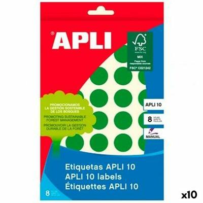 Klevende etiketten Apli Groen Cirkel 8 Vellen (10 Stuks)