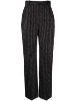 Alexander McQueen pantalon rayé en laine à taille haute - Noir