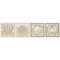 Schilderij Home ESPRIT Wit Natuurlijk Schelpen Mediterrane 50 x 3 x 50 cm (4 Stuks)
