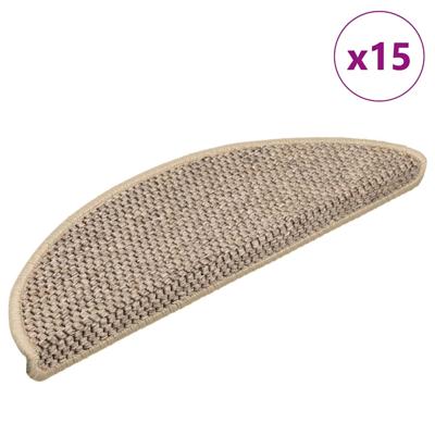 Trapmatten zelfklevend 15 st sisal-look 56x17x3 cm donkerbeige