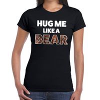 Zwart hug me like a bear fun t-shirt voor dames 2XL  - - thumbnail