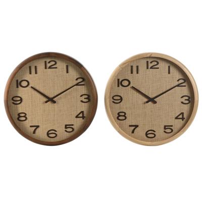 Muurklok Home ESPRIT Bruin Natuurlijk Hout Rotan 40 x 5 x 40 cm (2 Stuks)