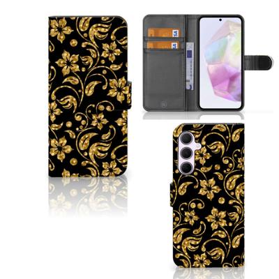 Samsung Galaxy A35 Hoesje Gouden Bloemen Samsung Galaxy A35 Hoesje Gouden Bloemen