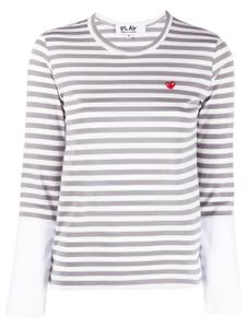 Comme Des Garçons Play t-shirt rayé à manches longues - Gris