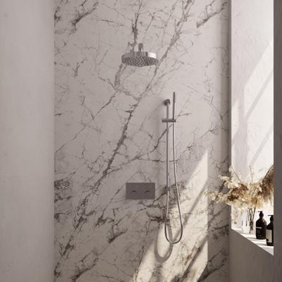 BRAUER Stripe Thermostatische Inbouw Regendouche - drukknoppen - SET 31 - 25cm douchekop - rechte muurarm - staaf handdouche - doucheslang - geïntegreerde glijstang - chroom 5-CE-425