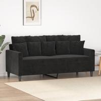 Tweezitsbank 140 cm fluweel zwart - thumbnail