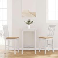 Barkrukken met kussens 2 stuks wit massief hout rubber