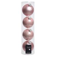 Decoris Kerstballen - 4 stuks - lichtroze - glas - 10 cm