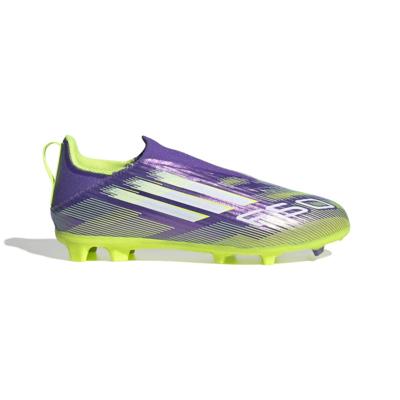 adidas F50 League Veterloze Gras / Kunstgras Voetbalschoenen (MG) Kids Paars Wit Neongeel