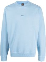 BOSS sweat en coton à logo brodé - Bleu